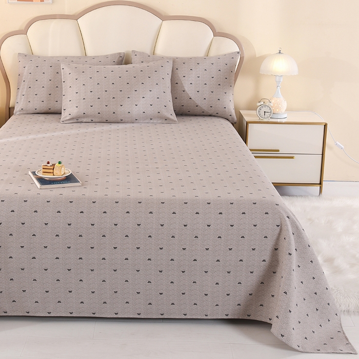 91家纺网 家纺一手货源 找家纺 2026新款细纱老粗布床单床笠凉席席子三件套 弯月浮光