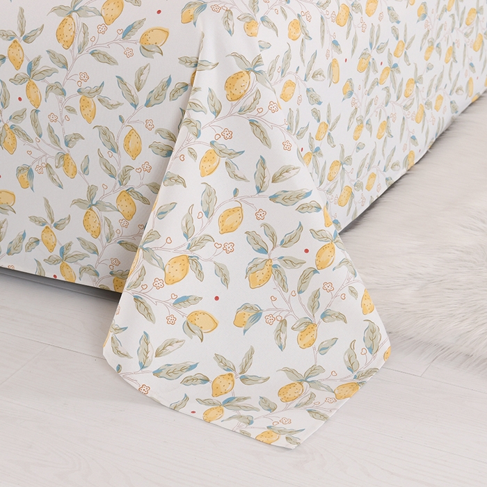 91家纺网 家纺一手货源 找家纺 2026新款细纱老粗布床单床笠凉席席子三件套 夏日柠檬