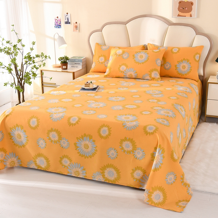 91家纺网 家纺一手货源 找家纺 2026新款细纱老粗布床单床笠凉席席子三件套 向阳花