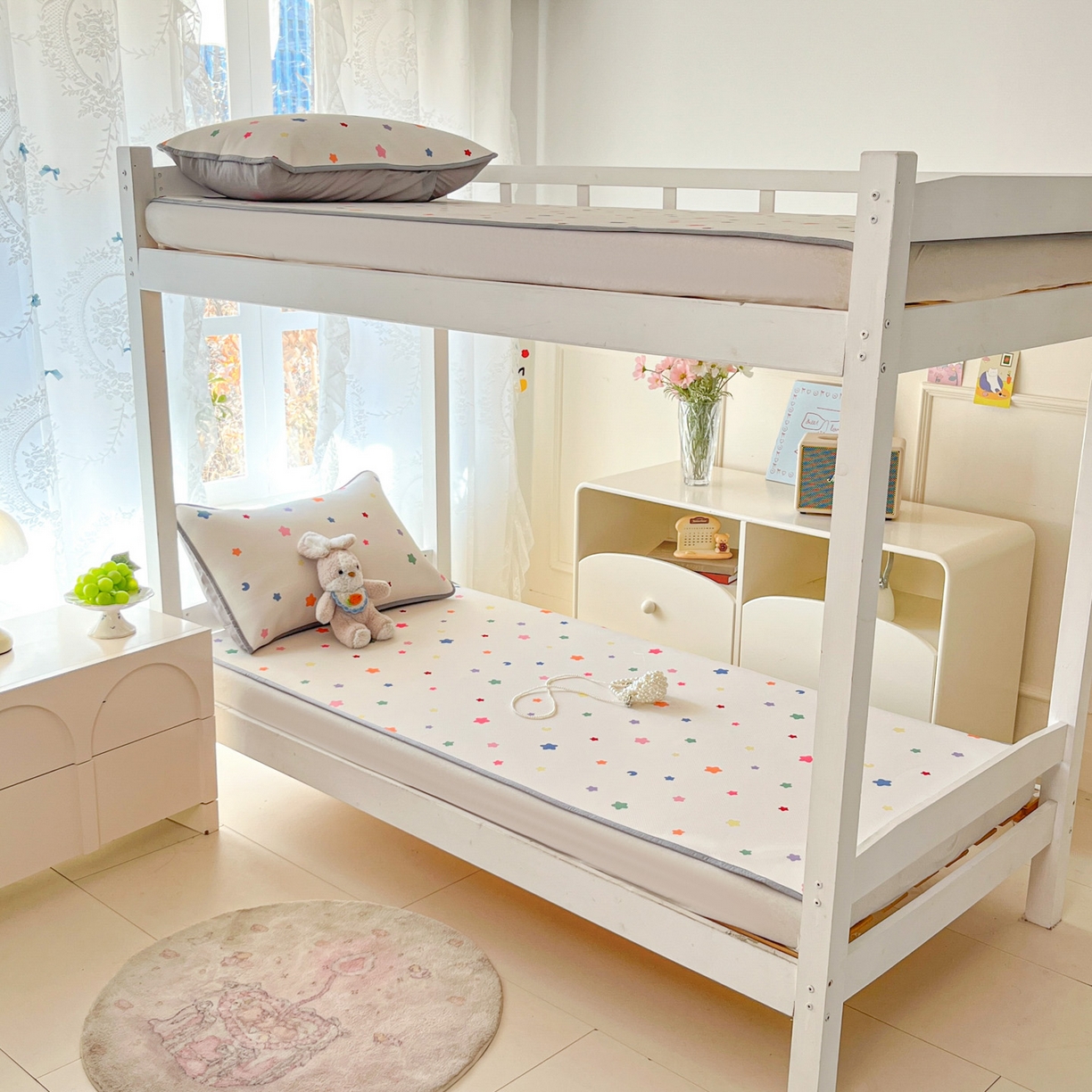 91家纺网 家纺一手货源 找家纺 川悦生活 2026新款凉感冰丝席小阪凉感冰丝数码印花席学生床 席晴天星星