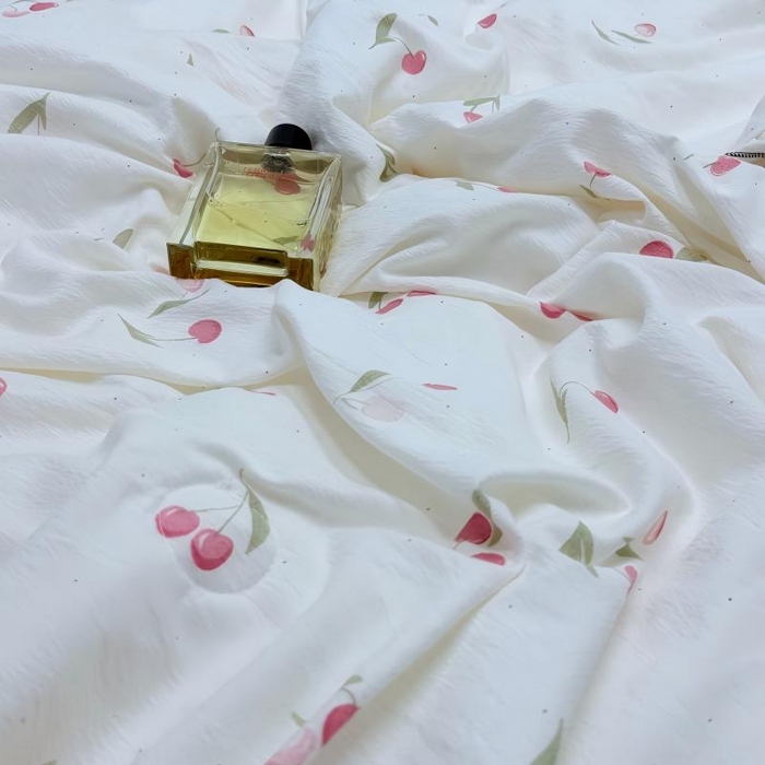 91家纺网 家纺一手货源 找家纺 申龙家纺 2026新款皱皱纱荷叶边夏凉被 樱桃熟了