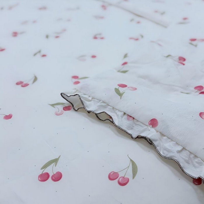 91家纺网 家纺一手货源 找家纺 申龙家纺 2026新款皱皱纱荷叶边夏凉被 樱桃熟了