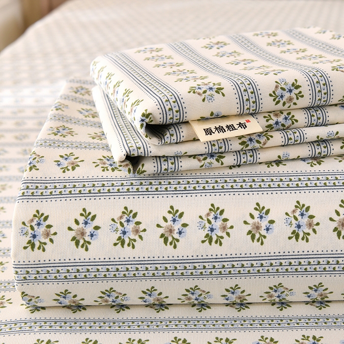 91家纺网 家纺一手货源 找家纺 2026新款细纱老粗布床单床笠凉席席子三件套 小兰花