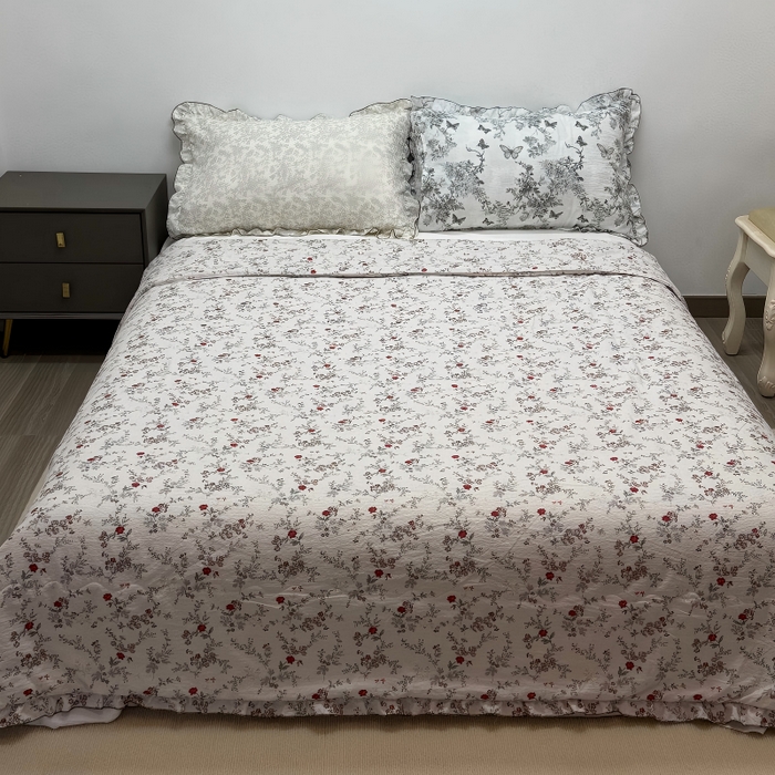 申龙家纺 2026新款皱皱纱荷叶边夏凉被 野莓信笺