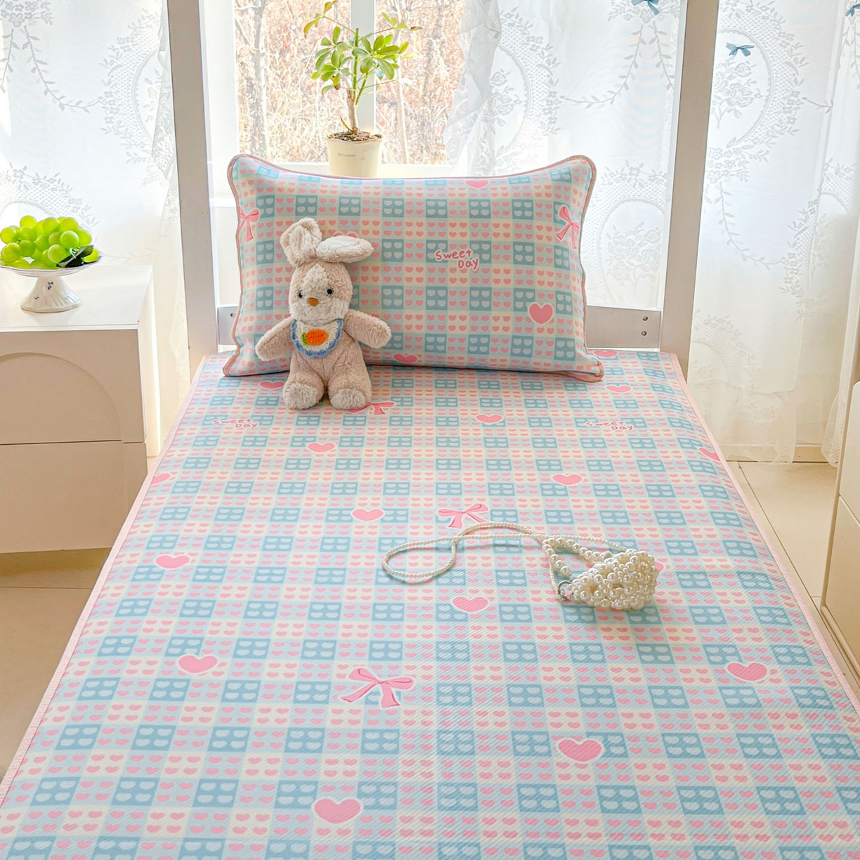 91家纺网 家纺一手货源 找家纺 川悦生活 2026新款凉感冰丝席小阪凉感冰丝数码印花席学生床 席甜梦心愿