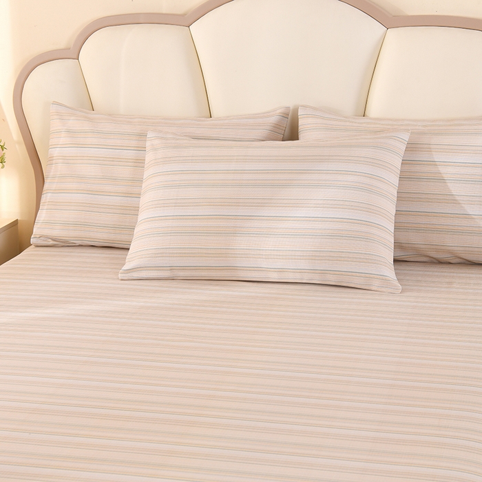 91家纺网 家纺一手货源 找家纺 2026新款细纱老粗布床单床笠凉席席子三件套 休闲格调