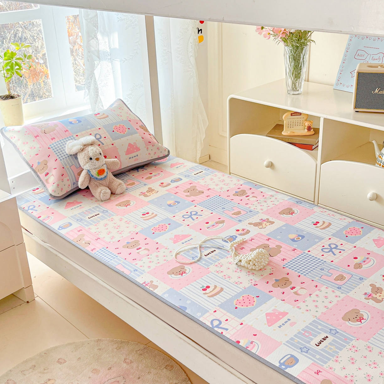 91家纺网 家纺一手货源 找家纺 川悦生活 2026新款凉感冰丝席小阪凉感冰丝数码印花席学生床 席甜蜜可乐