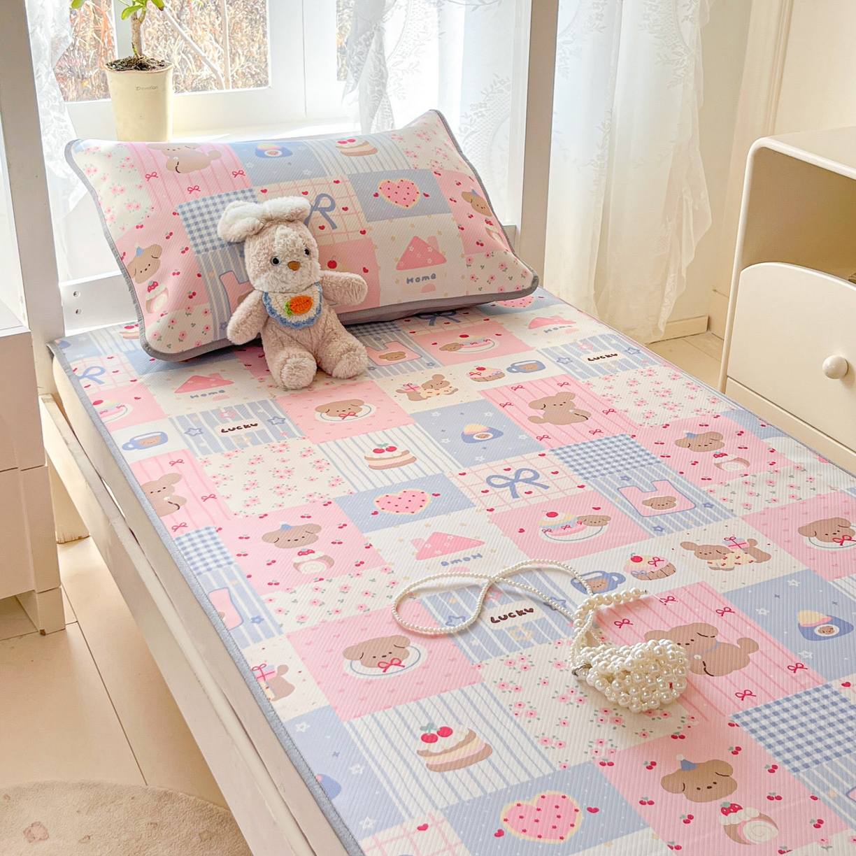 川悦生活 2026新款凉感冰丝席小阪凉感冰丝数码印花席学生床 席甜蜜可乐