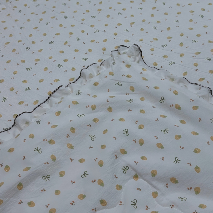 91家纺网 家纺一手货源 找家纺 申龙家纺 2026新款皱皱纱荷叶边夏凉被 柠果小趣