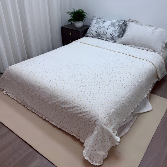 91家纺网 家纺一手货源 找家纺 申龙家纺 2026新款皱皱纱荷叶边夏凉被 柠果小趣