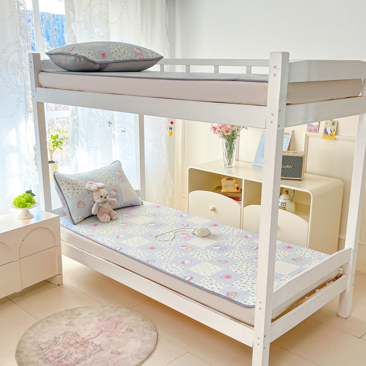 91家纺网 家纺一手货源 找家纺 川悦生活 2026新款凉感冰丝席小阪凉感冰丝数码印花席学生床 席小猫庄园