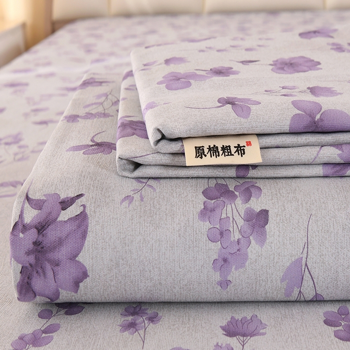 91家纺网 家纺一手货源 找家纺 2026新款细纱老粗布床单床笠凉席席子三件套 雅韵花香