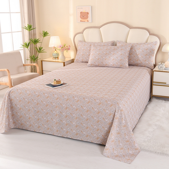 91家纺网 家纺一手货源 找家纺 2026新款细纱老粗布床单床笠凉席席子三件套 叶语