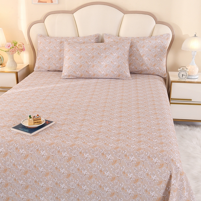 91家纺网 家纺一手货源 找家纺 2026新款细纱老粗布床单床笠凉席席子三件套 叶语