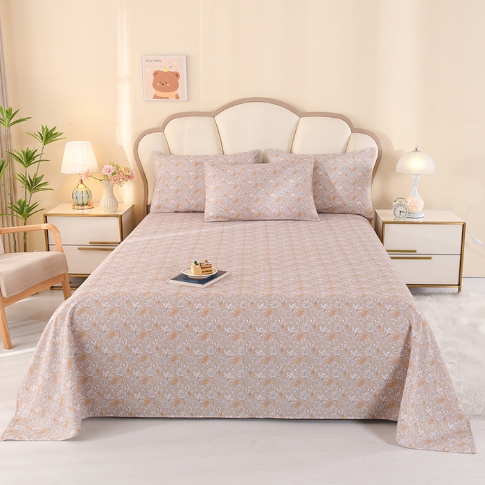 91家纺网 家纺一手货源 找家纺 2026新款细纱老粗布床单床笠凉席席子三件套 叶语