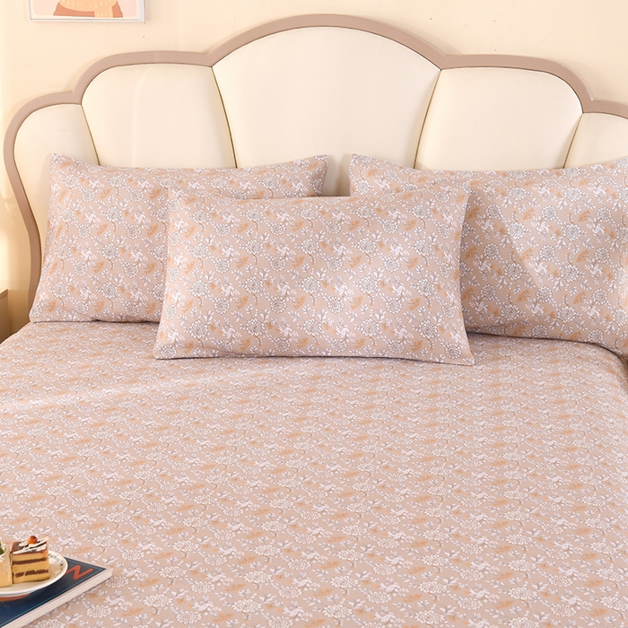 91家纺网 家纺一手货源 找家纺 2026新款细纱老粗布床单床笠凉席席子三件套 叶语