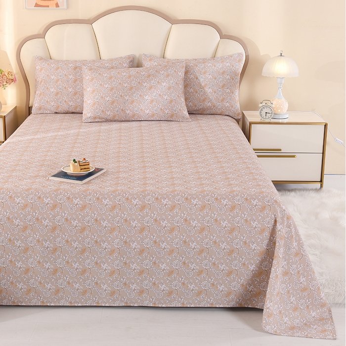 91家纺网 家纺一手货源 找家纺 2026新款细纱老粗布床单床笠凉席席子三件套 叶语