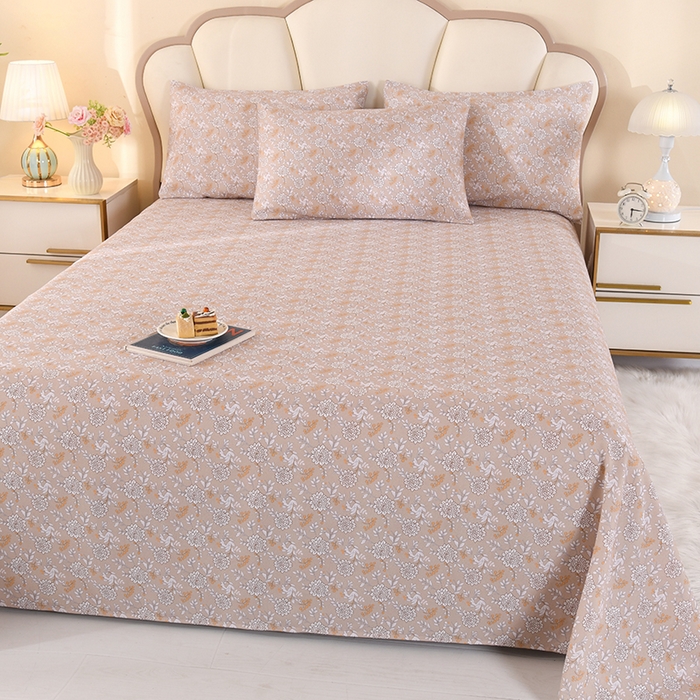 91家纺网 家纺一手货源 找家纺 2026新款细纱老粗布床单床笠凉席席子三件套 叶语