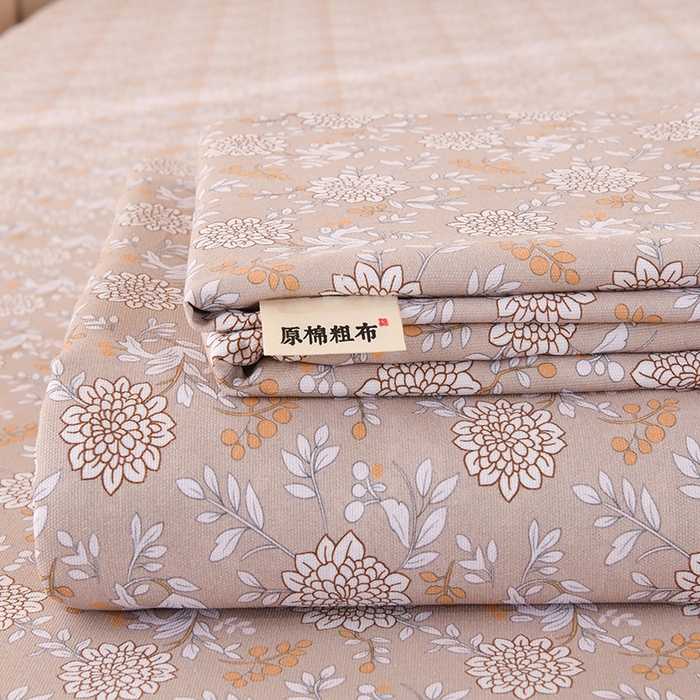 91家纺网 家纺一手货源 找家纺 2026新款细纱老粗布床单床笠凉席席子三件套 叶语
