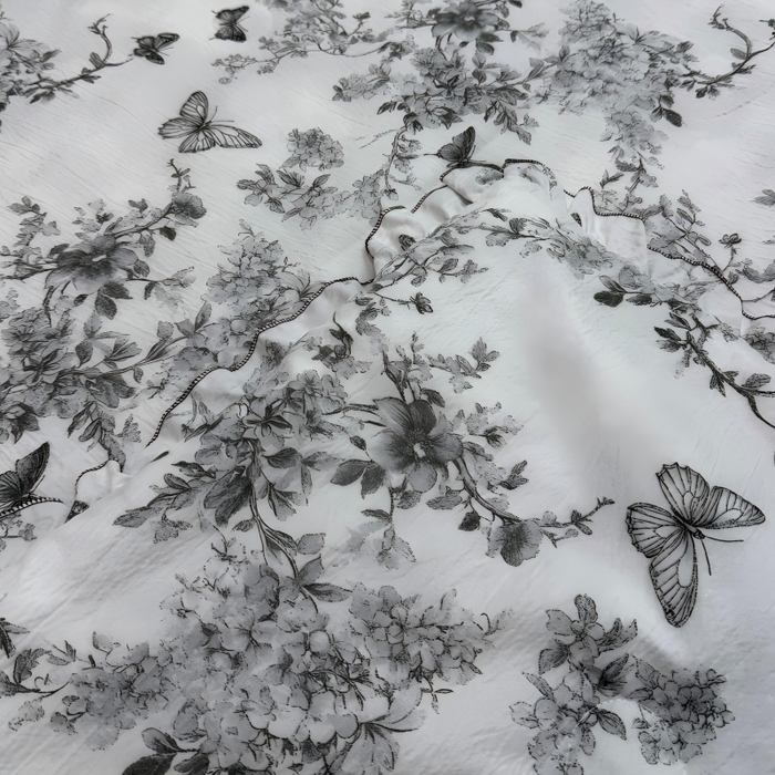 91家纺网 家纺一手货源 找家纺 申龙家纺 2026新款皱皱纱荷叶边夏凉被 蝶戏春枝