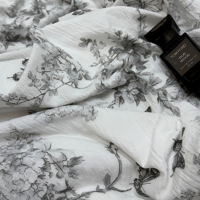 91家纺网 家纺一手货源 找家纺 申龙家纺 2026新款皱皱纱荷叶边夏凉被 蝶戏春枝