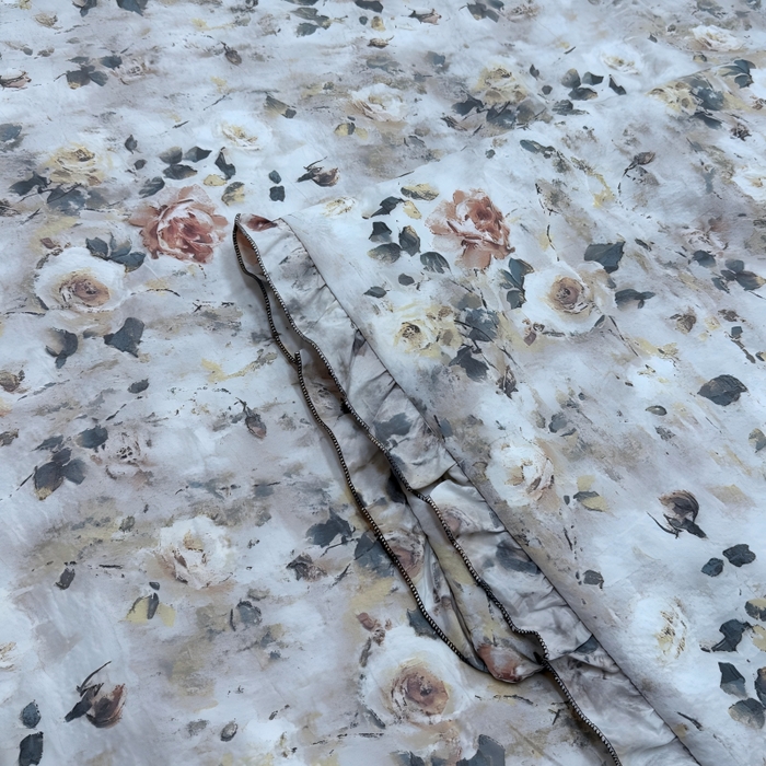 91家纺网 家纺一手货源 找家纺 申龙家纺 2026新款皱皱纱荷叶边夏凉被 旧梦玫瑰