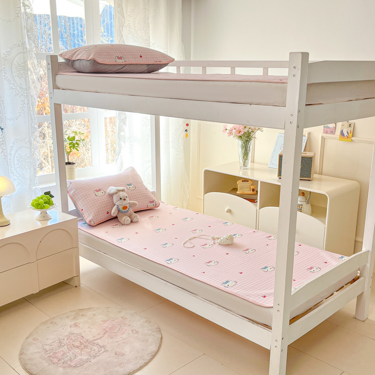 91家纺网 家纺一手货源 找家纺 川悦生活 2026新款凉感冰丝席小阪凉感冰丝数码印花席学生床 席樱桃小奶喵