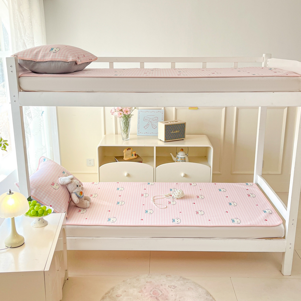 91家纺网 家纺一手货源 找家纺 川悦生活 2026新款凉感冰丝席小阪凉感冰丝数码印花席学生床 席樱桃小奶喵