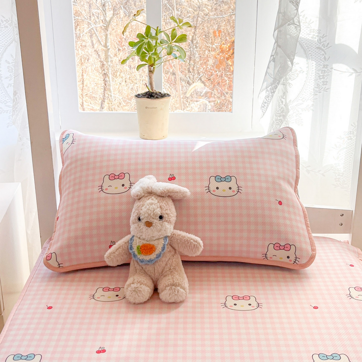 91家纺网 家纺一手货源 找家纺 川悦生活 2026新款凉感冰丝席小阪凉感冰丝数码印花席学生床 席樱桃小奶喵