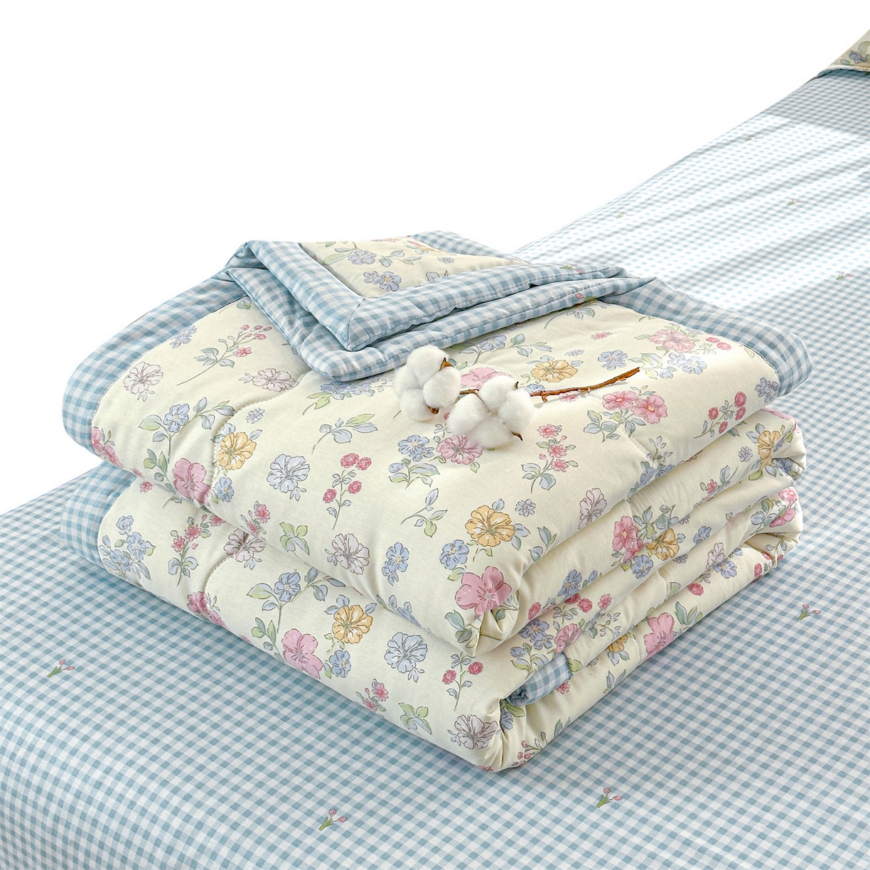 91家纺网 家纺一手货源 找家纺 （总）易博家纺 2026新款小清新款里外全棉纯棉夏被夏凉被空调被