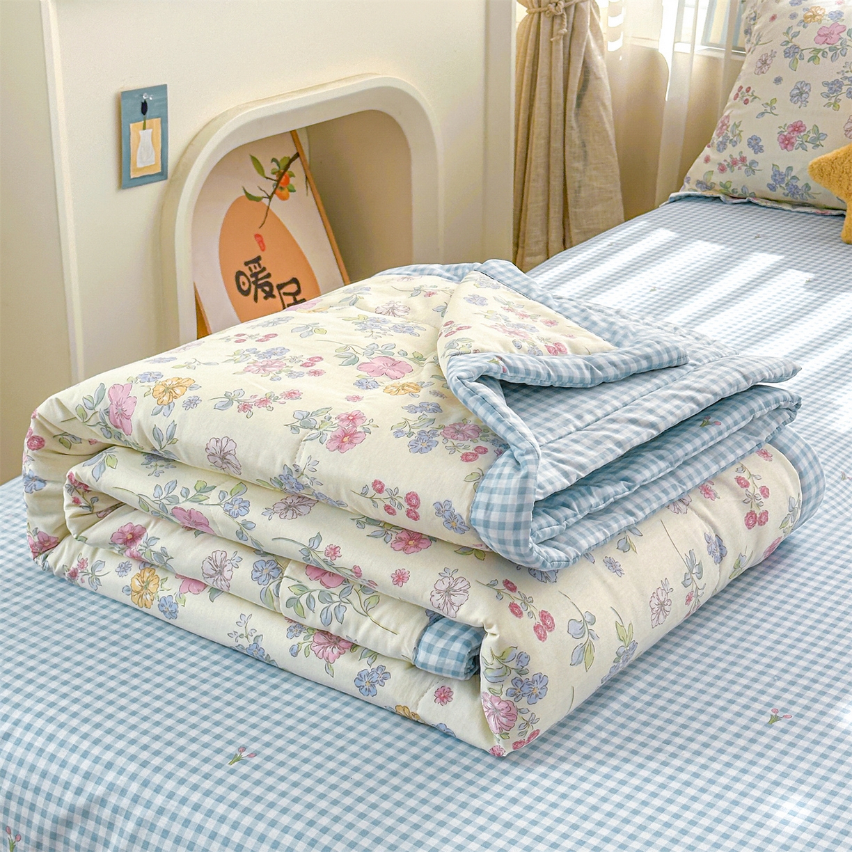 91家纺网 家纺一手货源 找家纺 （总）易博家纺 2026新款小清新款里外全棉纯棉夏被夏凉被空调被