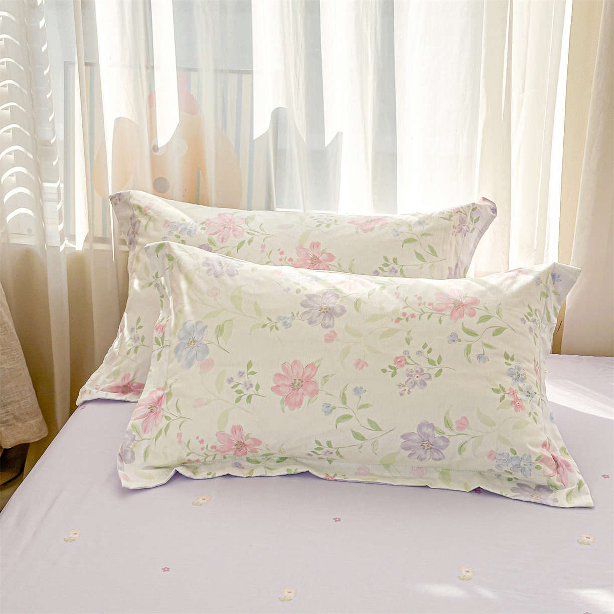 91家纺网 家纺一手货源 找家纺 易博家纺 2026新款小清新款里外全棉纯棉夏被夏凉被空调被 清风花韵