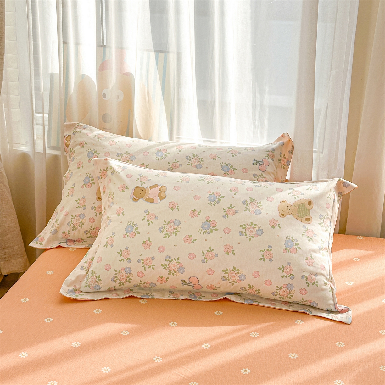 91家纺网 家纺一手货源 找家纺 易博家纺 2026新款小清新款里外全棉纯棉夏被夏凉被空调被 花眠小熊