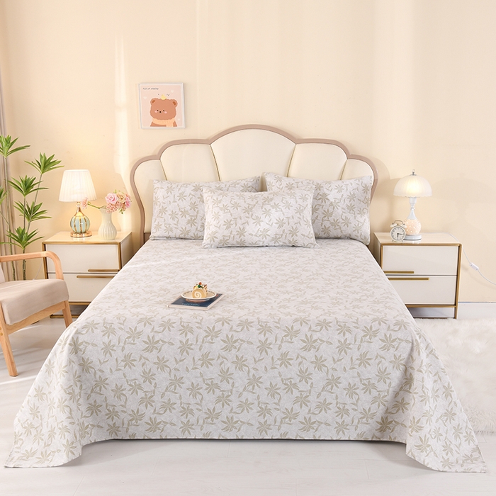 91家纺网 家纺一手货源 找家纺 2026新款细纱老粗布床单床笠凉席席子三件套 知秋