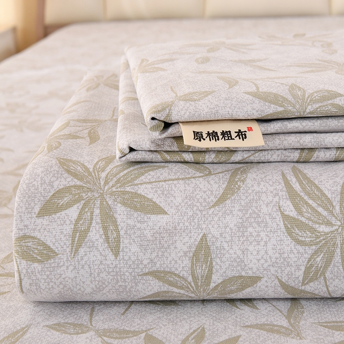 91家纺网 家纺一手货源 找家纺 2026新款细纱老粗布床单床笠凉席席子三件套 知秋