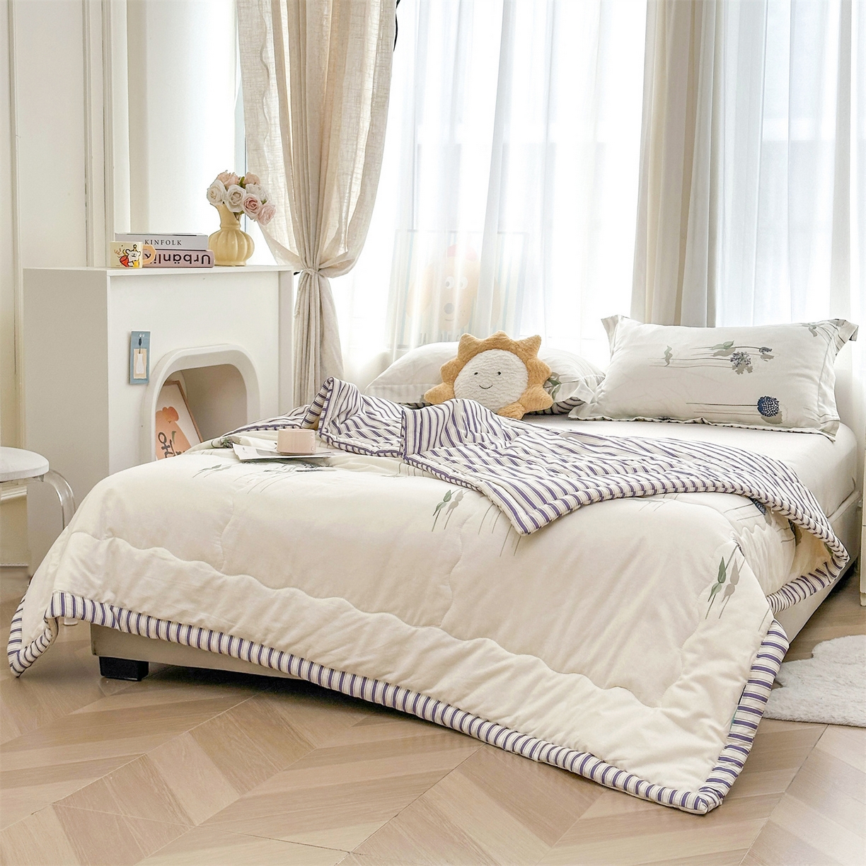 91家纺网 家纺一手货源 找家纺 易博家纺 2026新款小清新款里外全棉纯棉夏被夏凉被空调被 蒲公英