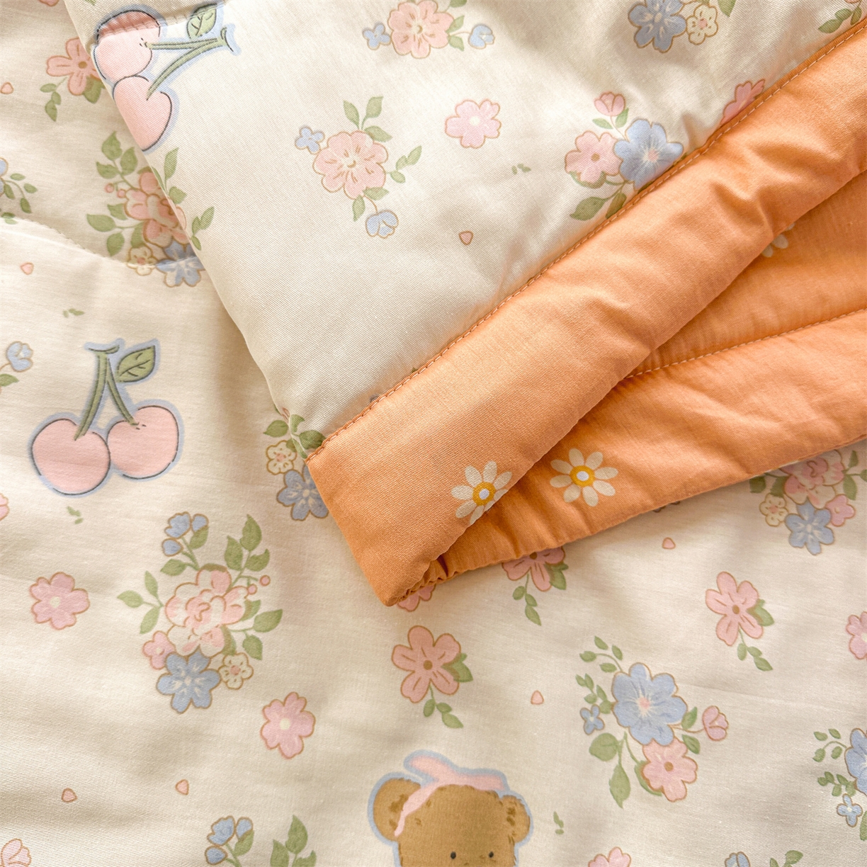 91家纺网 家纺一手货源 找家纺 易博家纺 2026新款小清新款里外全棉纯棉夏被夏凉被空调被 花眠小熊