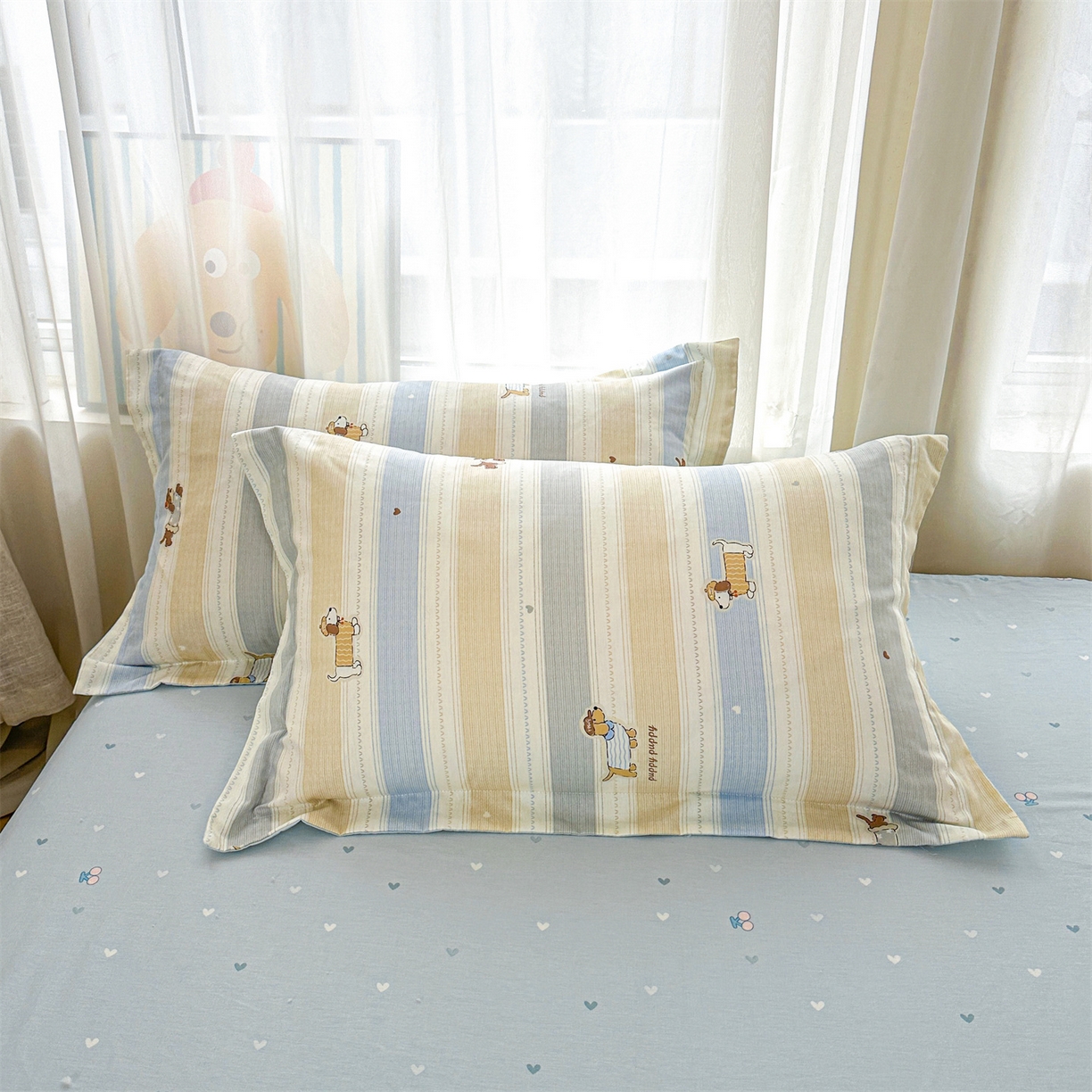 91家纺网 家纺一手货源 找家纺 易博家纺 2026新款小清新款里外全棉纯棉夏被夏凉被空调被 腊肠萌狗