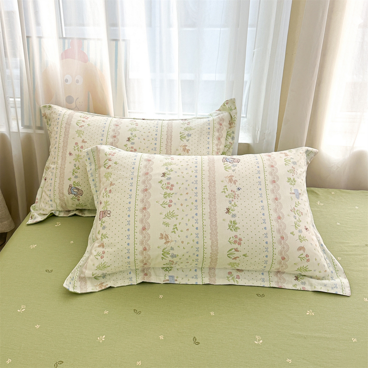 91家纺网 家纺一手货源 找家纺 易博家纺 2026新款小清新款里外全棉纯棉夏被夏凉被空调被 花蔓梦兔