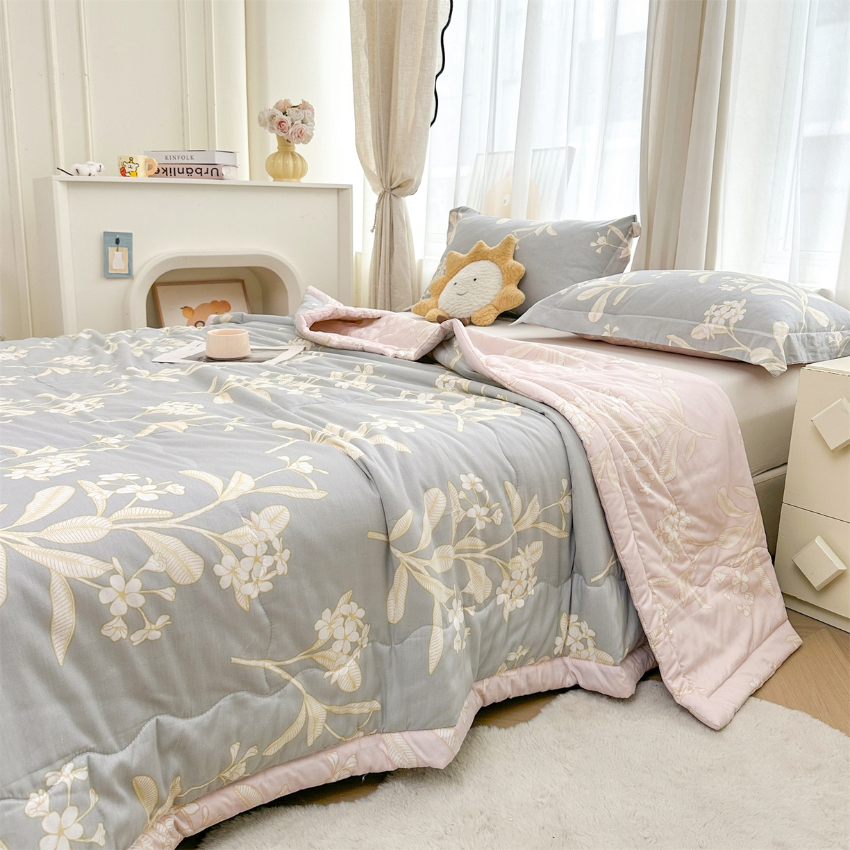 91家纺网 家纺一手货源 找家纺 易博家纺 2026新款小清新款里外全棉纯棉夏被夏凉被空调被 茉之语