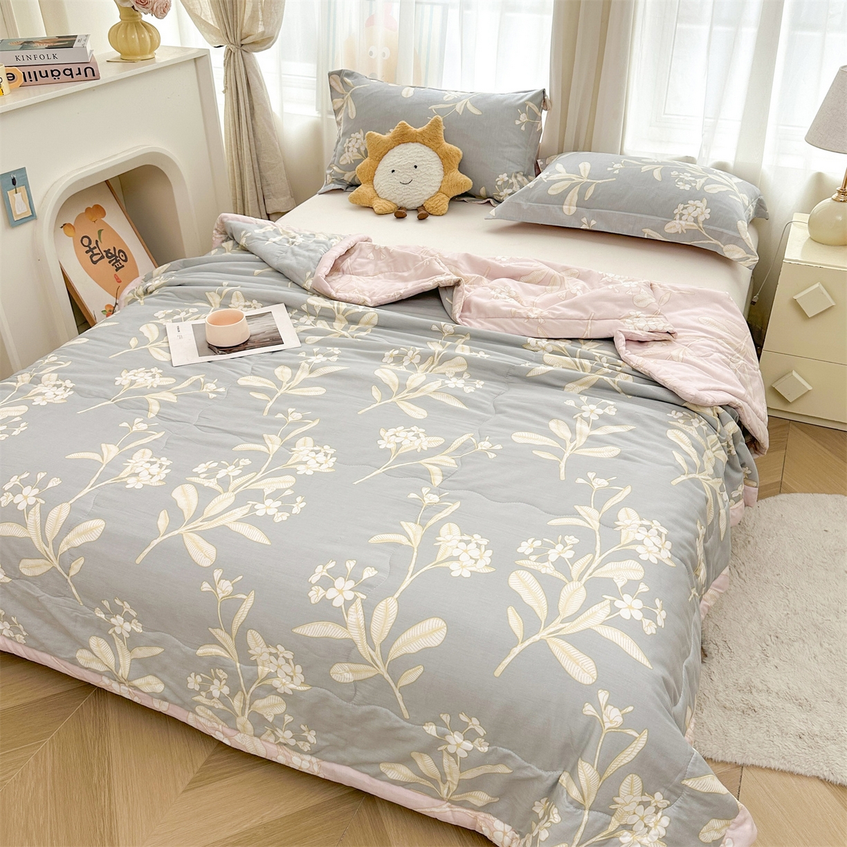 91家纺网 家纺一手货源 找家纺 易博家纺 2026新款小清新款里外全棉纯棉夏被夏凉被空调被 茉之语