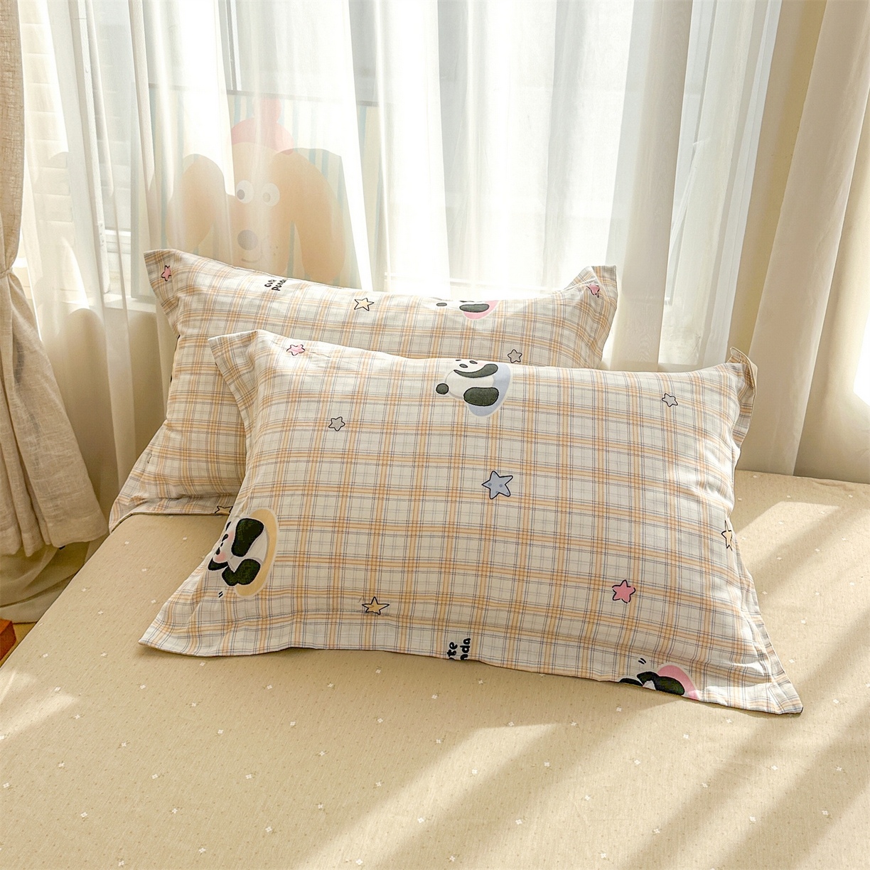 91家纺网 家纺一手货源 找家纺 易博家纺 2026新款小清新款里外全棉纯棉夏被夏凉被空调被 熊猫宝贝