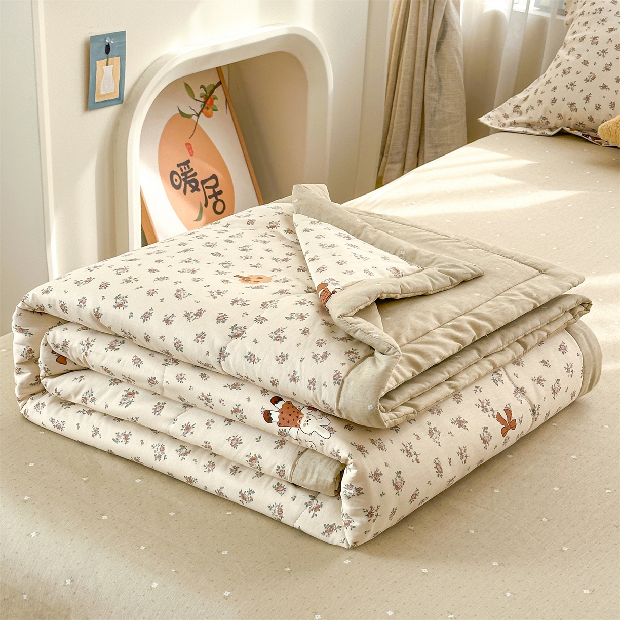 91家纺网 家纺一手货源 找家纺 易博家纺 2026新款小清新款里外全棉纯棉夏被夏凉被空调被 梦都繁花