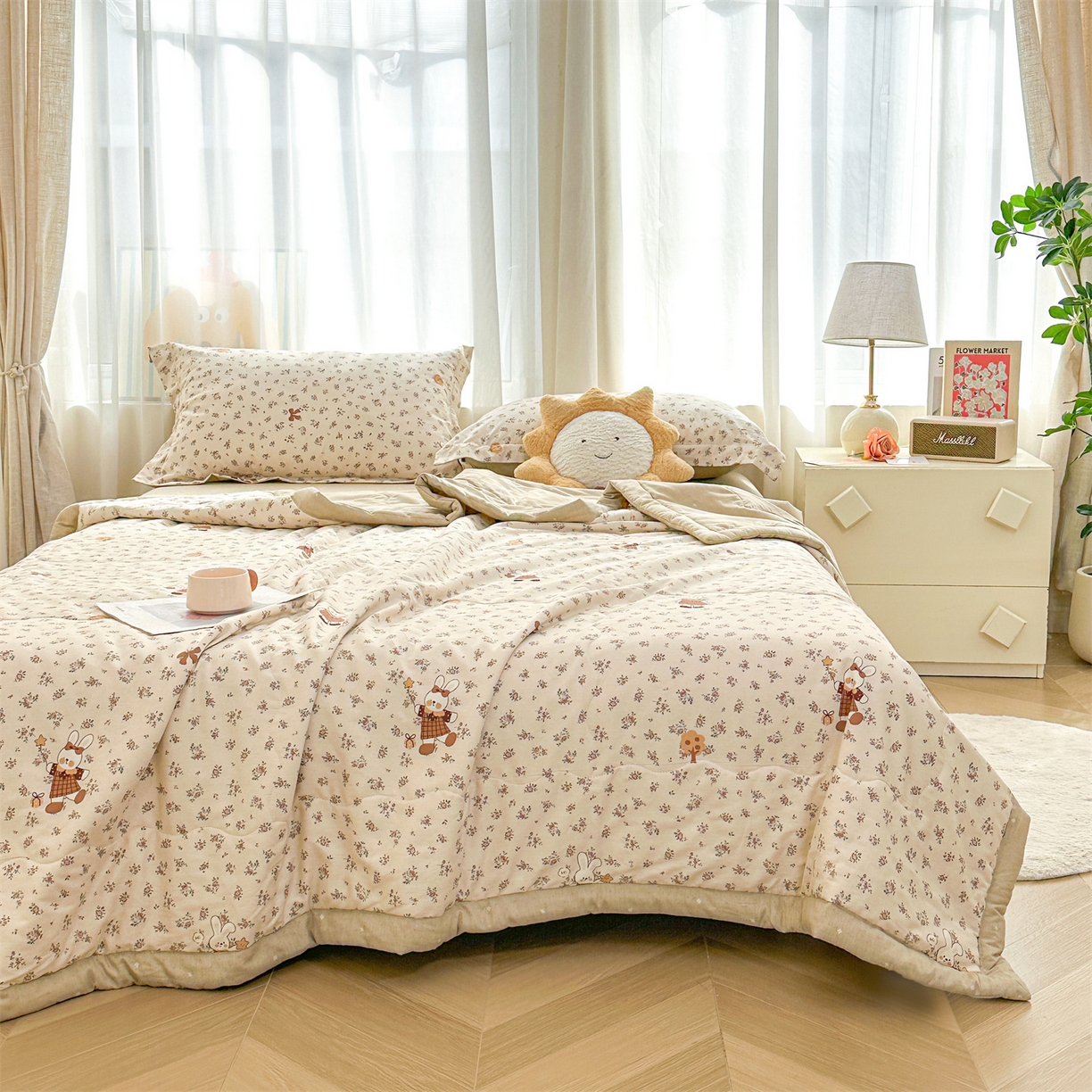 91家纺网 家纺一手货源 找家纺 易博家纺 2026新款小清新款里外全棉纯棉夏被夏凉被空调被 梦都繁花