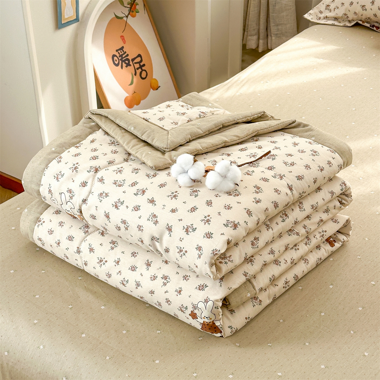 91家纺网 家纺一手货源 找家纺 易博家纺 2026新款小清新款里外全棉纯棉夏被夏凉被空调被 梦都繁花