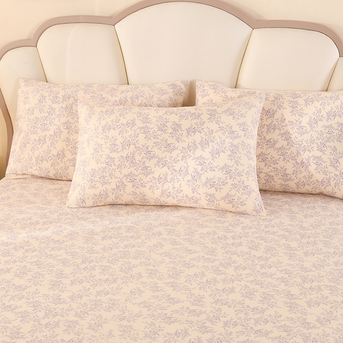 91家纺网 家纺一手货源 找家纺 2026新款细纱老粗布床单床笠凉席席子三件套 竹韵花语