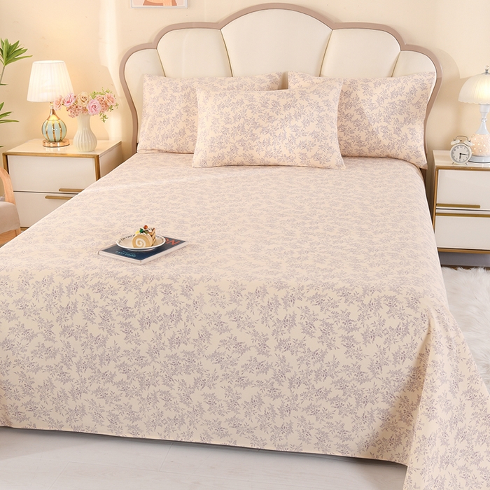 91家纺网 家纺一手货源 找家纺 2026新款细纱老粗布床单床笠凉席席子三件套 竹韵花语