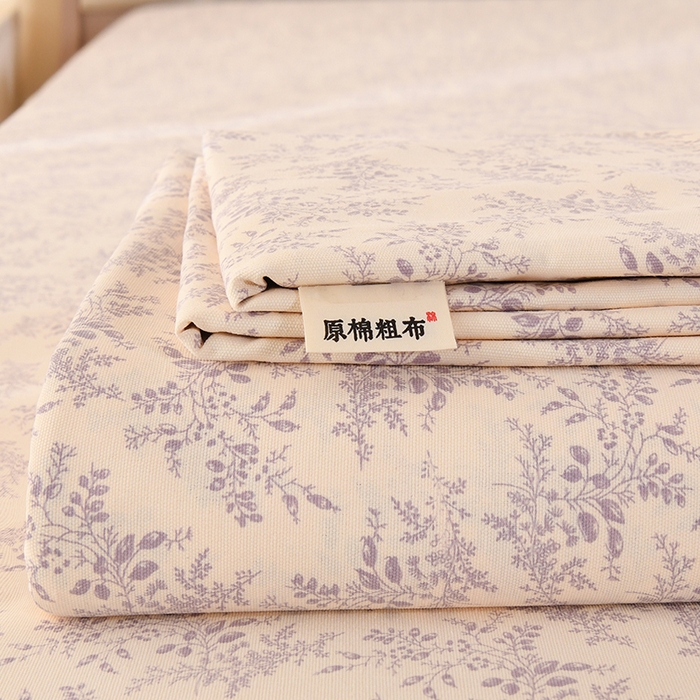 91家纺网 家纺一手货源 找家纺 2026新款细纱老粗布床单床笠凉席席子三件套 竹韵花语