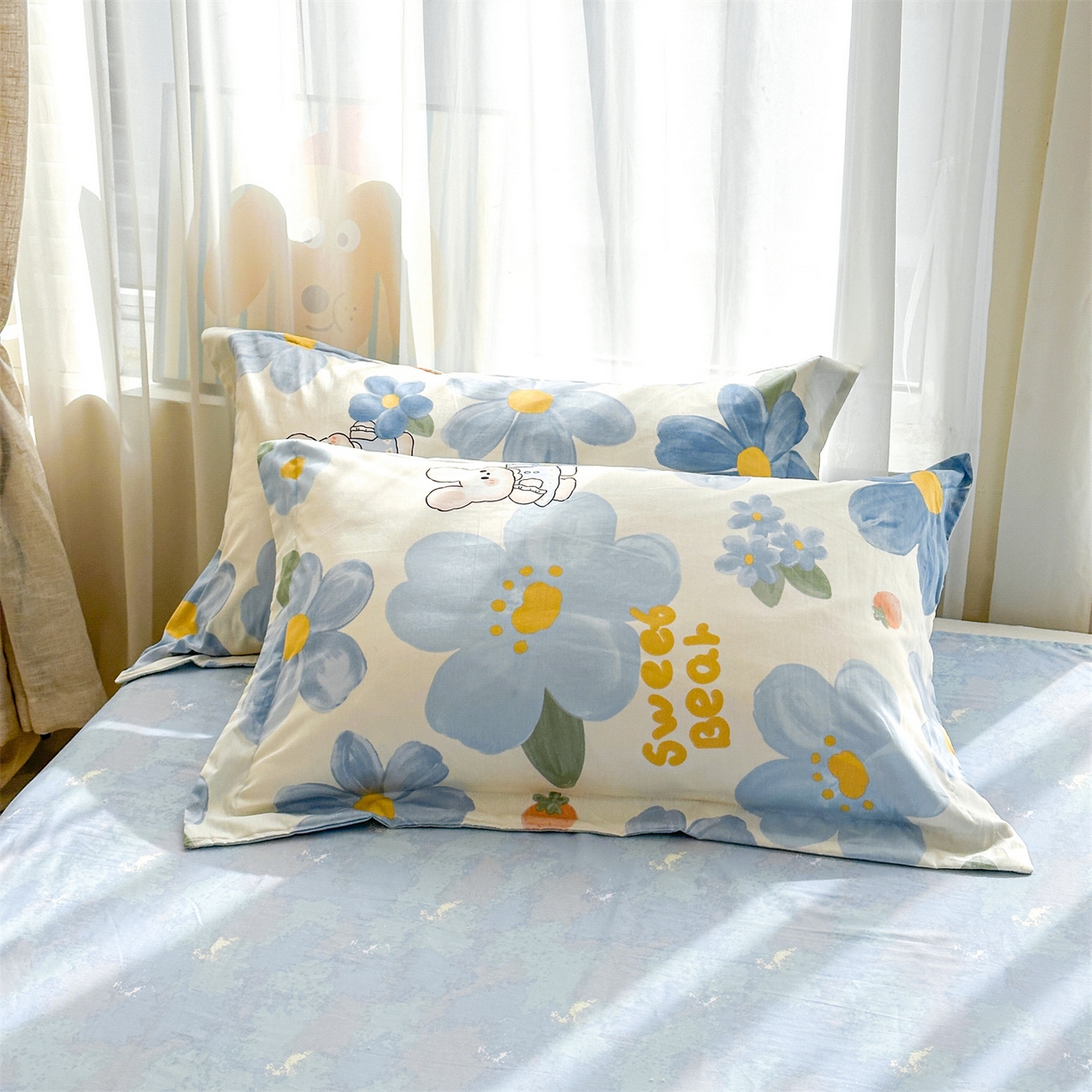 91家纺网 家纺一手货源 找家纺 易博家纺 2026新款小清新款里外全棉纯棉夏被夏凉被空调被 太阳花