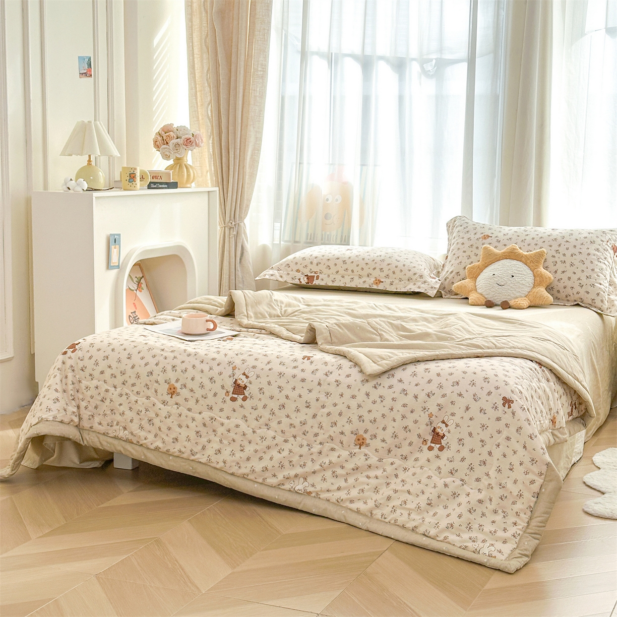 91家纺网 家纺一手货源 找家纺 易博家纺 2026新款小清新款里外全棉纯棉夏被夏凉被空调被 梦都繁花